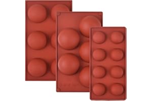 Cozihom 3 Pcs Semi Sphere Silicone Mold Set Chocolate Ball Cake Jelly Pudding Homemade Soap Mold