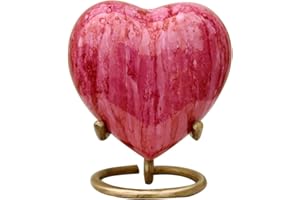 GENERIC Well Blessed Small Brass Made Pink Heart Keepsake Cremation Urn For Ashes, A Small Heart Memorial Urn.