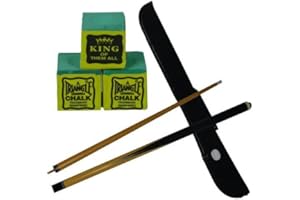 E-SERVICE (EUROPE) LTD 2 piece, centre screw in, hardwood 4ft cue ,11mm screw in tip with soft cue case & 3 green Triangle chalks