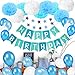 Produktbild MMTX Geburtstagsdeko Junge 1 Jahr, Junge Geburtstag Deko Ballon mit Happy Birthday Girlande Blau,Wimpelgirlande, Luftballons Blau und Pompoms für Baby 1 2 3 5 10 Jahr Kindergeburtstag Deko Dekoration