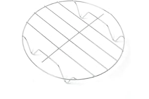 YUGN Grille ronde en acier inoxydable 23 cm – Support universel pour micro-ondes, four, barbecue et réfrigérateur – Accessoire de cuisson multifonction avec e-book offert
