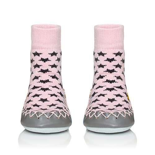 Moccis Kühl In Rosa Baby - Leder Mokassins Hausschuhe Socken