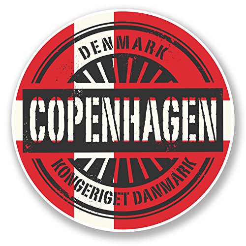 2 x 10cm Copenhagen Denmark Flag Vinyl Sticker Laptop Car Luggage Travel #6726 (10cm x 10cm)
