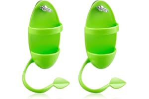 Lotsdonxia 2 Pcs Bird Cuttlebone Feeders with Perches - Non-Toxic Easy Fit Secure Plastic Holders for Parrots, Budgies & Small Birds (Green)
