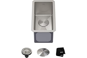 Kraus KHU101-10 Standart PRO Undermount 16 Gauge Stainless Steel Single Bowl Bar Prep Kitchen Sink, 10 Inch