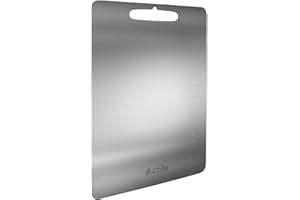 AZZAR - Tagliere In Acciaio Inox Alimentare, Tagliere da Cucina Inossidabile con righello stampato fino a 15 cm, Resistente ed Igienico, Acciaio Inox 304