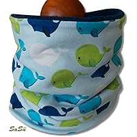 Kinder Schlupfschal Halssocke Schal Wale Fische Marine blau