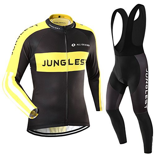 [Größe:S-5XL][option:Trägerhose,3D 2.8cm Sitzpolster] Fahrrad Trikot Langarm Radhose Radtrikot Fahrradbekleidung Herren Männer Hemd mit lange Ärmeln Set Cycling OutdoorTrikots Windjacke Neue