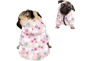 Kuiaobaty Lindo suéter de perro con estampado de conejos de Pascua, sudadera cómoda con capucha para perro, ropa para mascotas, conejito de flores, pijama para perros pequeños y medianos