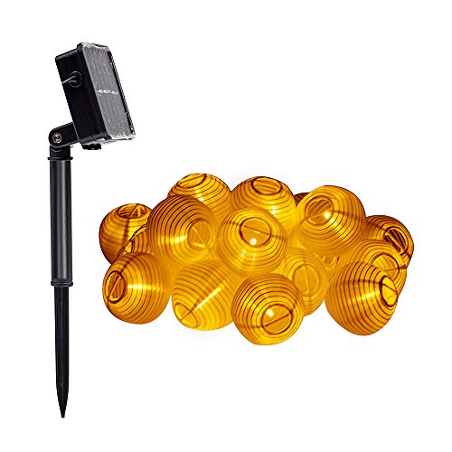 Uping® Solar Lichterkette 20er led Lampion Laterne für Party, Garten, Weihnachten, Halloween, Hochzeit, Beleuchtung Deko in Innen und Außenbereich usw. Wasserdicht 4,5M warm weiß - 2