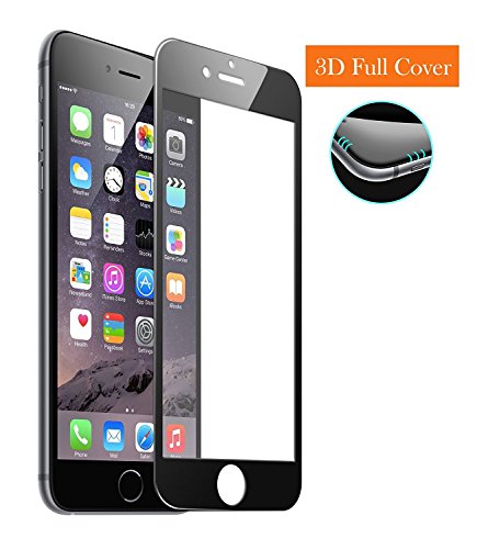 MarvTek Full Cover Vidrio Cristal Templado Completo curvo 3D para iPhone 6 6s 4 7    3D Touch Compatible  Protector de Pantalla Completa 3D para iPhone 6   6s 4 7   Negro  
