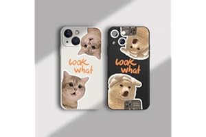 JIUWANG (Opakowanie 2 szt) Etui do iPhone 13 Motyw Psa i Kota, Miękki TPU Odporny na Wstrząsy, Cover Phone Case Anime Cartoon Dog Cat Design Cute Funny - 1 Biały + 1 Czarny