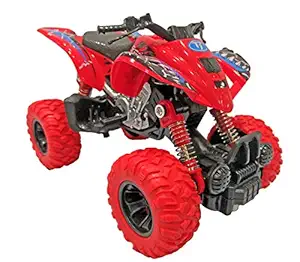 Popsugar Pull Back ATV Monster Bike with Rubber Wheels for Kids | Spring Shock Absorber Suspension System