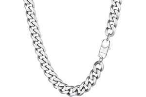 PROSTEEL Collana Uomo Donna a Catena Barbazzale Cubana Hip Hop Sottile Grande Robusta Grossa, Larga 3 6 9 12 mm, Lunghezze 35-75 cm, Acciaio INOX/Placcato Oro, Argento Oro Nero (con Confezione)