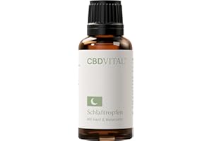 ‎CBDVITAL BY VITRASAN Schlaftropfen mit Melatonin und Hanfsamenextrakt | 100% natürliche Tropfen in Apothekenqualität | Verkürzung der Einschlafzeit | Jetlag Linderung | 30ml