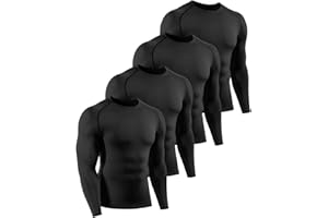 ATTIQOZI 4 Pack Kompressionsshirt Herren Langarm Schnelltrocknend Funktionsshirt Herren Atmungsaktives Laufshirt Longsleeve Sportshirt Männer für Workout Jogging Gym