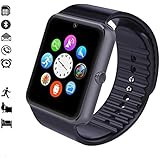 MallTEK Android Smartwatch Bluetooth with TF SIM Cart Slot, Smart Watch 1.54 pouces with Camera, Sport Wrist band with Fonctions Podometer, Sleep Monitor, Remote Camera etc, Smart Bracelet for Sony, Samsung, HTC, HUAWEI and other Most of Android Smartphone (Black)