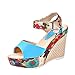 Produktbild MOIKA Damen Sandale, Damen Keile Schuhe Absätze Knöchel Gurt Fallen Sommer Sandalen Party StrandschuheEU35,Blau