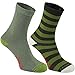 Produktbild Craghoppers NosiLife Travel Socks Twin Pack Kinder Dark Khaki/Spiced Lime Plain & Stripe Schuhgröße 11-2 | EU 29-35 2019 Socken
