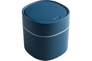 GOCUODE Tischmülleimer,Plastik Tisch Mülltonne,Mülltonne Klein Papierkorb für Schlafzimmer, Esszimmer, Bäder, Büros usw (Blau)