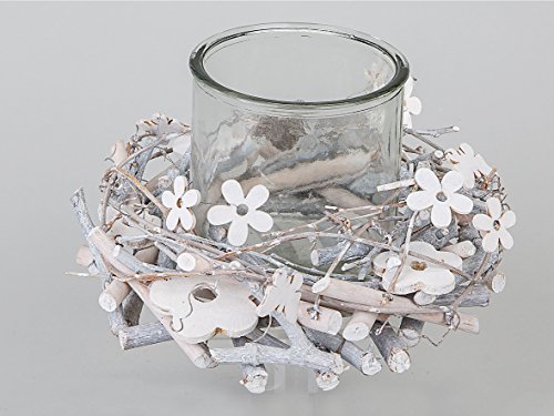 Toller kleiner Kranz mit Teelichthalter + Holz Blumen Frühling Sommer Tischdeko