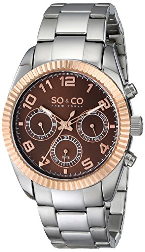 SO&CO New York Madison Herren-Armbanduhr Analog Quarz Edelstahl silber braun 5009.4
