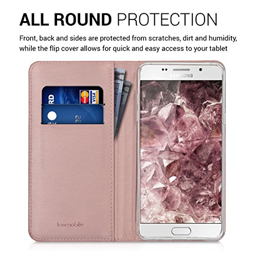 kwmobile Funda para Samsung Galaxy A5  2016  - Carcasa con  Tapa Tipo Libro  para m  vil - Case Protector en  Oro Rosa 