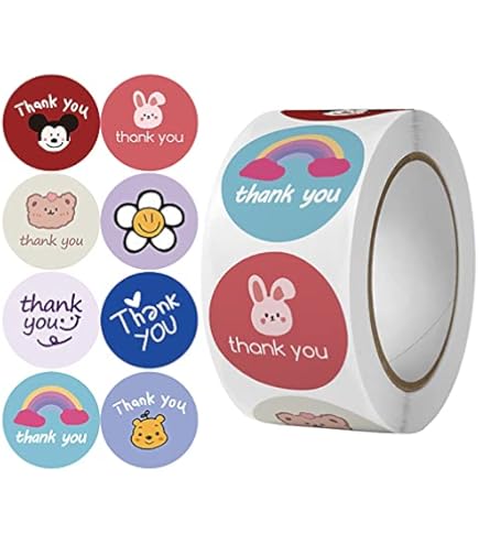 Adesivi Grazie Arcobaleno - 500 Pezzi Autoadesivi Per Regali, Matrimoni E Feste, Diametro 2,5 Cm - Foto 6