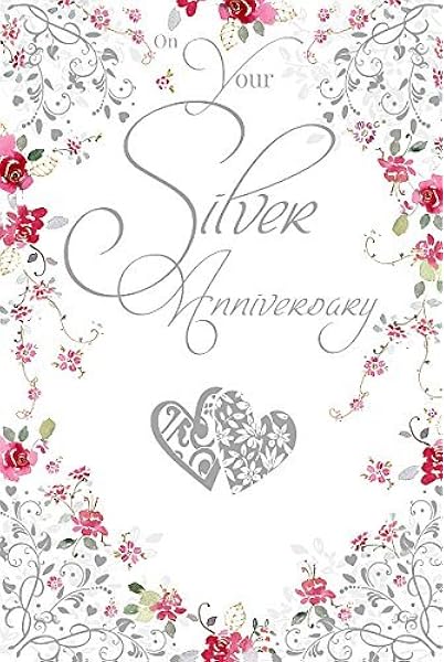 Wishing Well Studios Greetings Card Silver Wedding Anniversary 25th Amazon Co Uk Office Products