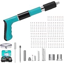 Pistola Sparachiodi Manuale Con 120 Chiodi - Nail Gun Portatile Per Legno E Acciaio - Regolabile E Silenziata - Colore Giallo - Foto 4