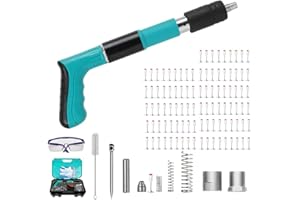 NEWFUN Pistola Sparachiodi,Pistola Manuale Sparachiodi,con 100 Chiodi, Spara Chiodi Per Cemento E Ferro,Portatile Nail Gun Regolabile, con Occhiali di Protezione e Custodia in Plastica Portatile