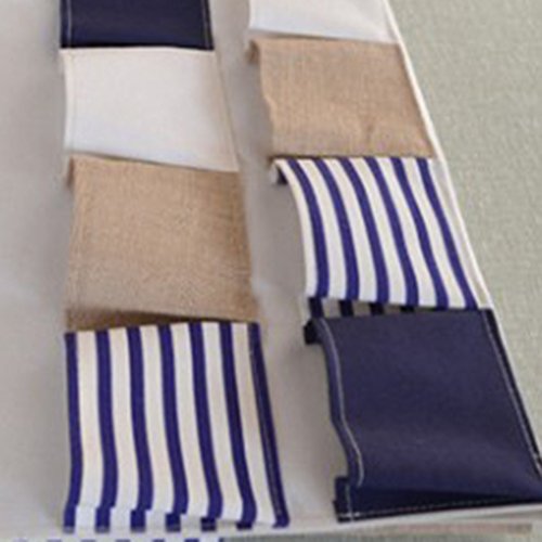 aihome New Style Baumwolle Stoff größere 13 Taschen Wand Tür zum Aufhängen von Kleidung Aufbewahrungstasche Organizer Retro Navy stripe-blue - 6