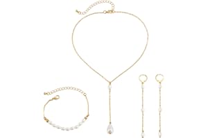 GKAOPI 3 PCS Pearl Jewellery Set for Women Pearl Necklace Earrings and Bracelet Set Long Tassel Pearl Earrings Weddings Party Birthday Anniversary Christmas Mothers Day Valentine's Day Gifts