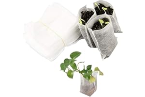 EIGHT SPACE Sac Biodégradable pour Semis Sac Biodegradable Non-tissé de Pépinière, 100PCS Sacs Biodégradables Tissu Non Tissé pour Plantes Semis Sacs de Croissance pour Les Tomates, Les Fleurs (20*20CM)