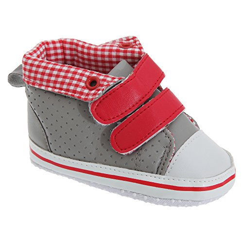 Baby Boys Gingham Lined Strap Shoes/Trainers (0-6 Months) (Grey)