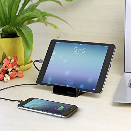 EasyAcc® 3.4A 17W Ladestation Handyhalterung mit 2 USB Anschlüsse und 1 Nut -Schwarz - 3