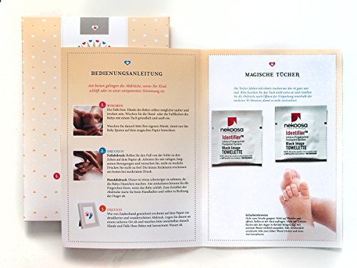 MAGISCHES BABY ABDRUCKSET – 14 x 10,5 cm (ca. A6) – ohne Farbe, ohne Gips, direkt auf beschichtetem Papier (6 Stk.) – von „Baby’s 1st Step“ - 2