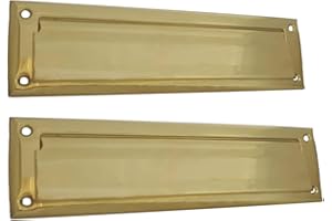 QCAA Ranura para correo de latón macizo, con placa trasera interior de latón macizo, 13 "x 3.6", latón pulido, paquete de 1, fabricado en Taiwán