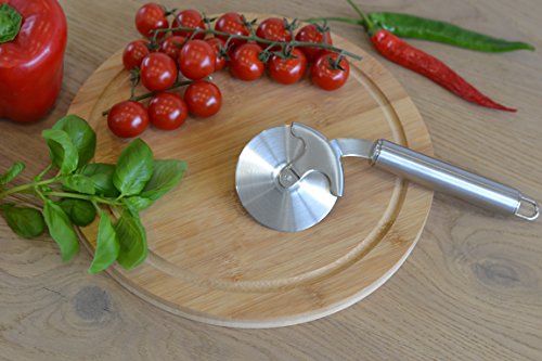ZEISIG Premium Pizzaschneider, Pizzaroller, Flammkuchenschneider, Pizzarad, Edelstahl, spülmaschinengeeignet, mit ergonomischem Griff, Fingerschutz und praktischer Öse zum Aufhängen, Profi Pizzacutter - 4
