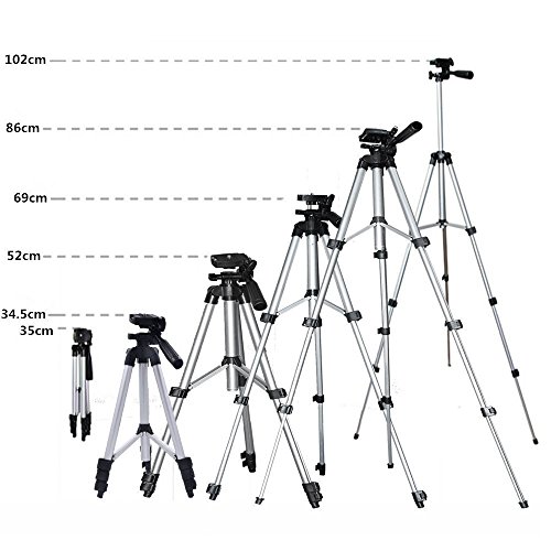 Phone Stativ,42 Zoll Leichtes Aluminium Telefon Kamera Stativ fÃ¼r Handy-Stativ Universal Smartphone Halter Mount mit Bluetooth FernauslÃ¶ser und Flexible & Hard Stand (Silber)