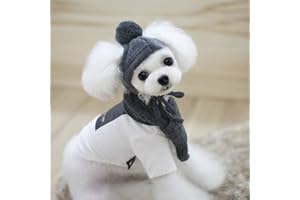 ITODA Mütze Kleine Hund Wintermütze mit Ohrlöchern Hundemütze Schal Set Welpe Strickmütze Winter Herbst Hundehut mit Pompon Haustiermütze Warm Hundekostüm Verstellbar Haustiermütze Weihnachten Geschenk