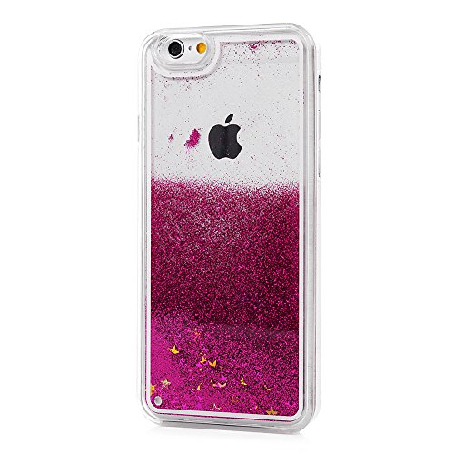 Badalink Iphone6/6S Slimcase Hülle PC Treibsand Flüssige Liquid Bling Hülle Case Glitzer Glitter Shiny Glanz Sparkle Sterne Star Weich Flexibel Einteilige Handyhülle Soft Leicht Stoßstangen Case Rosarot - 3