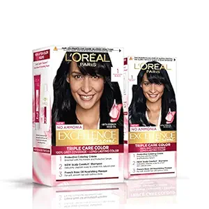 L'Oreal Paris Hair Color, Excellence Creme (Pack of 2) - 1 Black