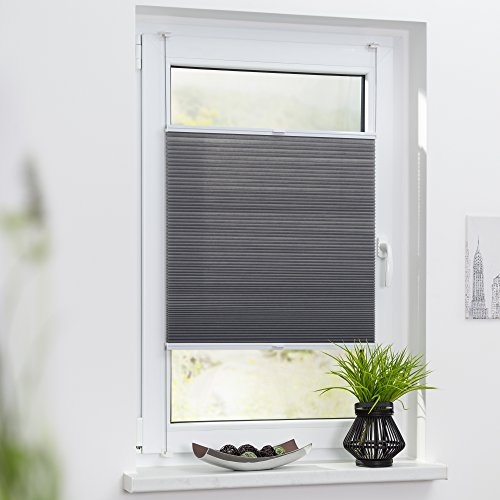Lichtblick PTT.110.130.02 Plissee Klemmfix TOP, Thermo, ohne Bohren, verspannt – Grau 110 x 130 cm (B x L) - 2