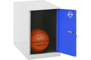 Simon Rack Taquillas Vestuario Pequeña, 475x300x500 mm, Amario Metalico Pequeño, Incluye Llave, Blanco/Azul - Simonlocker