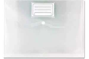 M1SS A4 Plastic Wallets Clear Popper Wallet Envelope Folders Transparent School Document Folder Press Stud Wallet Carry File Pockets with Button Closure/Insert-CC on Closing Flap (200)