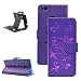 Produktbild Keyye Huawei P9 Lite Notizbuch Brieftasche Fall Prägung Gold Schmetterlinge Blumen Muster Prämie PU Leder Fall mit ID/Kredit Kartenschlitz und Bargeldhalter Buch Stil Folio Flip Stand Funktion Stoßfest Schlank Stoßstange Voll Schutz Abdeckung Haut Shell Für Huawei P9 Lite + Schwarz Kunststoff Kickstand (lila)