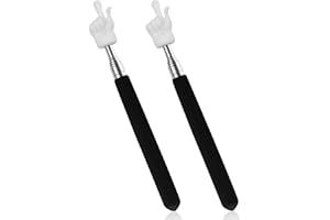 CANIPHA 2 Pcs Telescopic Teachers Pointer, Extendable Hand Pointer Finger Pointer Stick, Small Retractable Classroom Pointer for Elementary School Kindergarten Teacher, Classroom Supplies (Black)