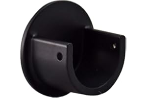 Your Home Online Metal 19mm & 28mm Curtain Pole Recess Wall Bracket Black Chrome Brass Copper (Matt Black, 28mm Quantity 2)