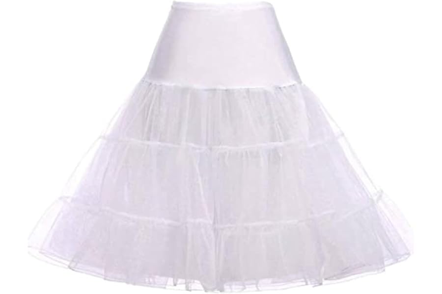 RULTA 50s Women Retro Petticoat Underskirt Vintage A-line Crinoline Half Slips Rockabilly Tutu Skirt, Black, S, Spandex+Organza